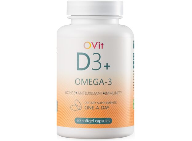 Original Vitamins Витамин D3 + Омега-3 - 60 желатиновых капсул по 790 мг, фото 